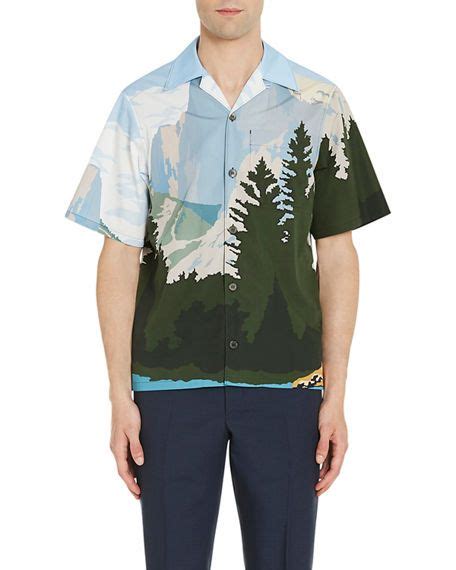 prada camp shirt green|Green Short.